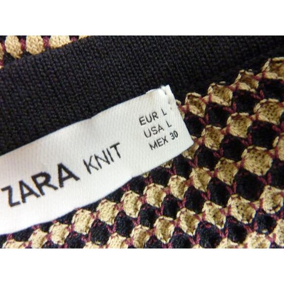Zara Geometric Shape Pattern Sweater Tan Black Maroon Size - Picture 6 of 6